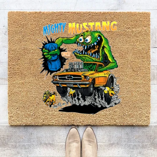 Discover ED ROTH RAT FINK ORIGINAL MIGHTY MUSTANG BLACK Coir Doormats