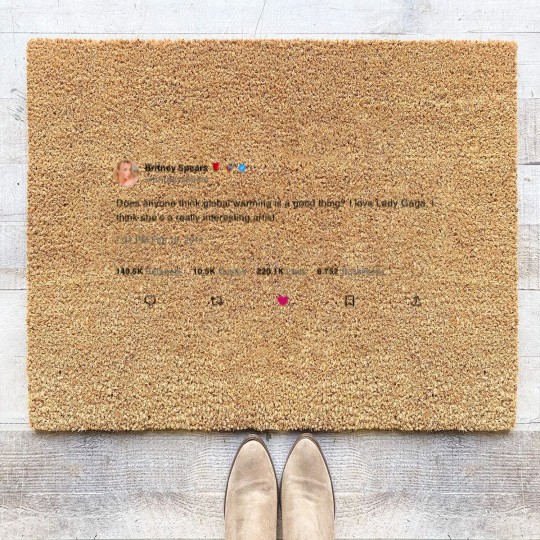 Discover Britney Spears Tweet Coir Doormats, Paris Hilton Coir Doormats, Funny Y2K Coir Doormats