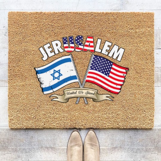 Discover Jerusalem Israel Usa American Flag Coir Doormats