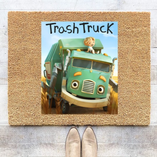 Discover hank and trash truck cartoon Coir Doormats