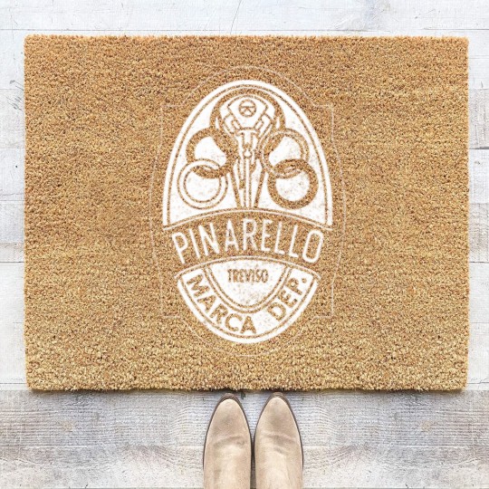 Discover Pinarello vintages Italian Cycling Tour de France Made in Italy Badge Coir Doormats