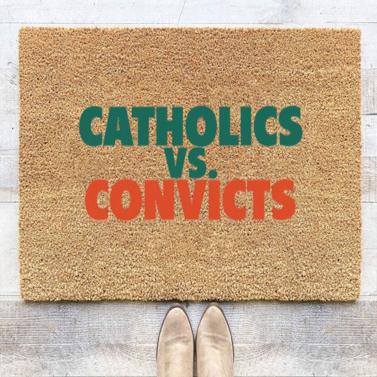 Discover Catholics Vs. Convicts Retro 1988 Football Game Coir Doormats