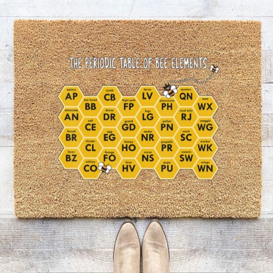 Discover The Periodic Table of Bee Elements Funny Beekeeper Coir Doormats