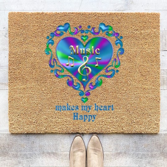 Discover Music Makes My Heart Happy Coir Doormats