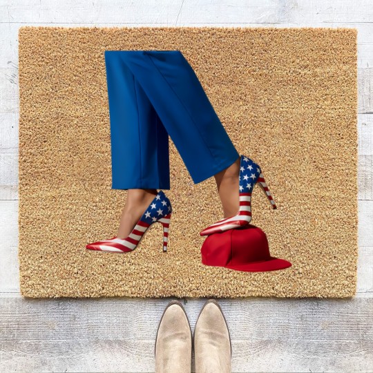 Discover Kamala Harris Coir Doormats, Kamala Harris With High Heels Stepping On Red Hat