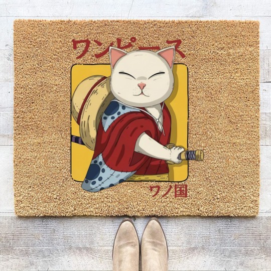 Discover Samurai Neko - Samurai Cat - Coir Doormats