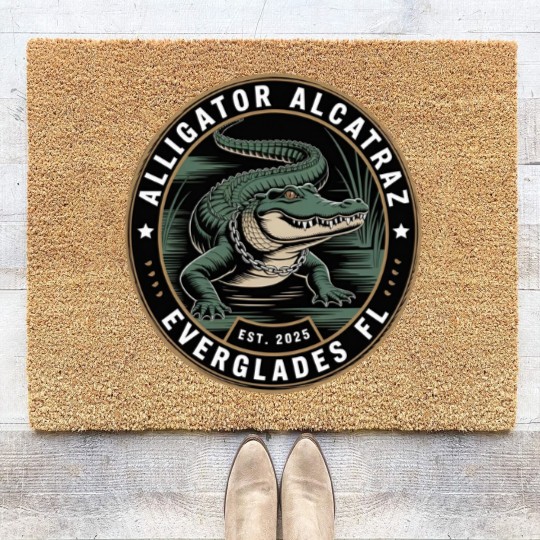 Discover Alligator Alcatraz Coir Doormats, Everglades Florida Parody Coir Doormats