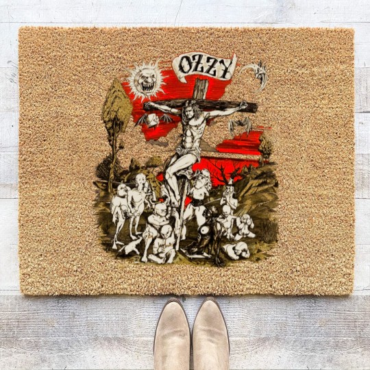 Discover Vintage 1991 Ozzy Osbourne Cross Graphic Coir Doormats