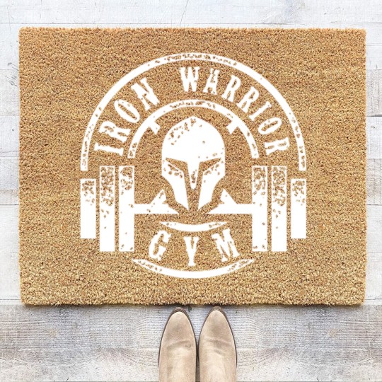 Discover IRON WARRIOR MENS BODYBUILDING GYM MOTIVATION MMA Coir Doormats