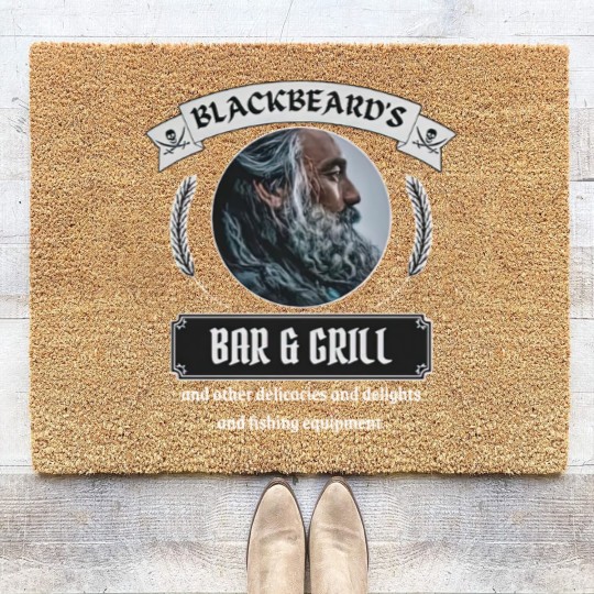Discover Blackbeard's Bar and Grill Coir Doormats/Our Flag Means Death
