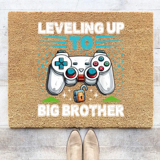 Discover Leveling up to Big Brother 2024 funny gamer Coir Doormats