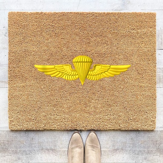 Discover Naval Parachutist Jump Wings Airborne Navy Badge Coir Doormats