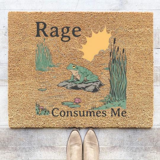 Discover Rage Consumes Me Coir Doormats, Frog Pond Coir Doormats, Meme Frog Coir Doormats, Vintage Style Unisex Coir Doormats