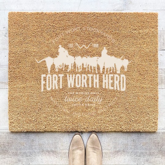 Discover fort worth texas stockyards and rodeo cowboy desig t Coir Doormats