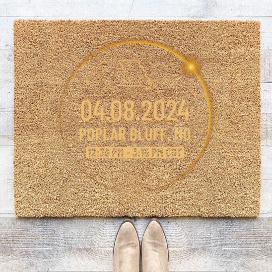 Discover Missouri State Poplar Bluff MO USA Totality April 8, 2024 Total Solar Eclipse Coir Doormats