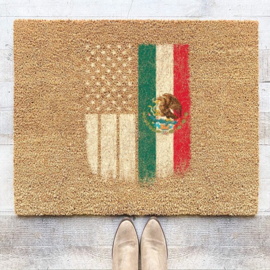 Discover Mexican American Patriot Mexican American Flag Coir Doormats