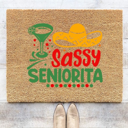 Discover Sassy Seniorita Sombrera Cinco De Mayo Margarita L Coir Doormats