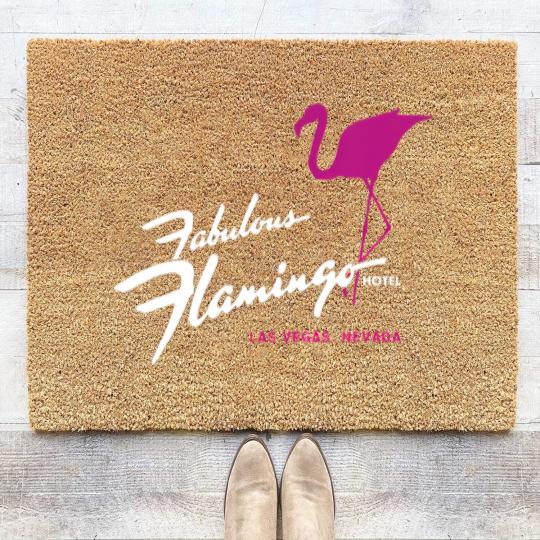 Discover flamingo hotel casino las vegas retro vintage t Coir Doormats