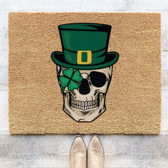 Discover Skull St Patrick's Day Coir Doormats, Horror St Patrick's Day Coir Doormats, Lucky Irish Coir Doormats, Shamrock Coir Doormats