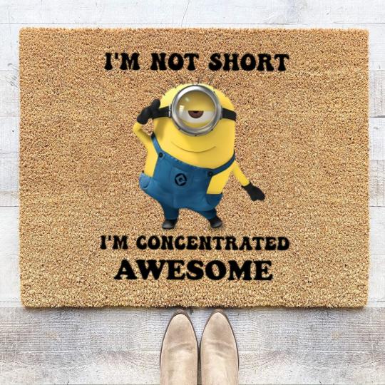 Discover Minions I'm Not Short I'm Concentrated Awesome The Rise of Gru Graphic Coir Doormats