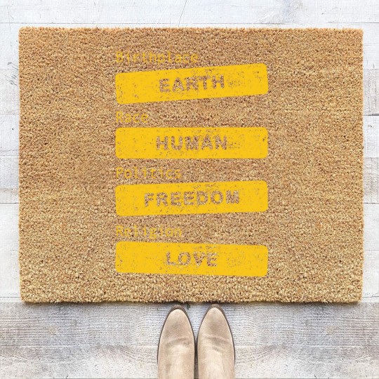 Discover Birthplace Earth Grunge - Human Freedom Love Coir Doormats