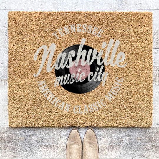 Discover Nashville Music City Vinyl Vintage Coir Doormats