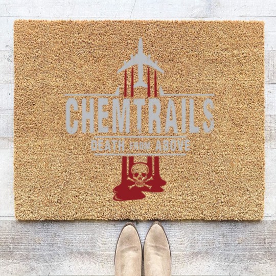 Discover Jet Chemtrails Red & Grey Logo Coir Doormats