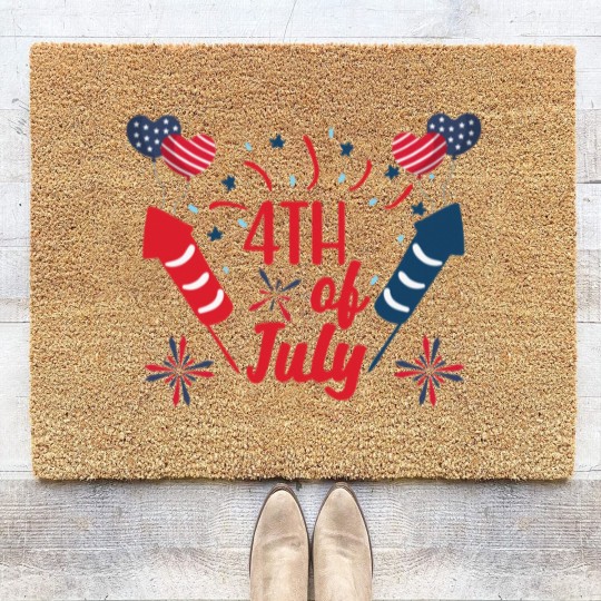 Discover 4th of July Fireworks Red White Blue Patriotic Coir Doormats
