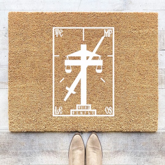 Discover Terry Davis Temple Os Retro Logo Coir Doormats