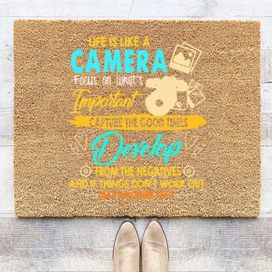 Discover Funny Photographer Gift Photography Lover Life Is Like A Camera Photographer's Shot Coir Doormats