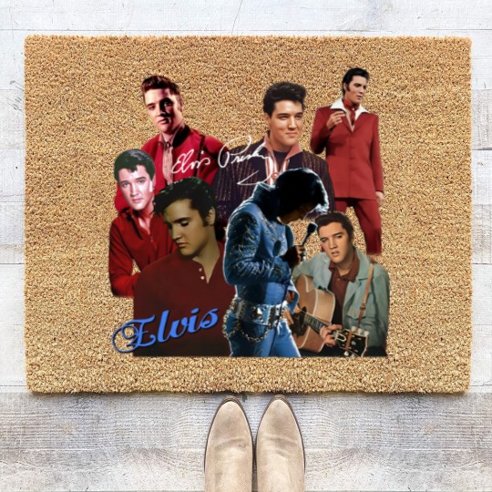 Discover Inspired Elvis Presley Graphic Signature T- Coir Doormats Gift For Fan