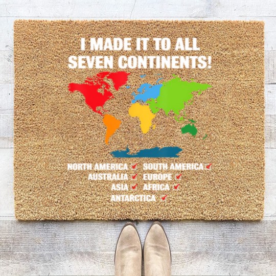Discover world traveler seven continents 7 continents club white Coir Doormats