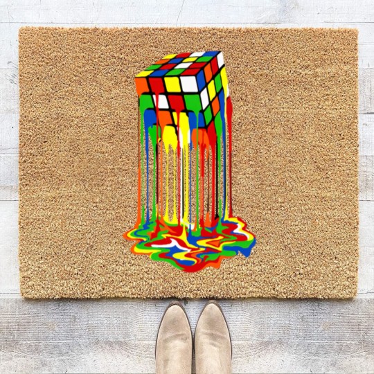 Discover Rainbow Abstraction melted rubix cube - Rubix Cube - Coir Doormats
