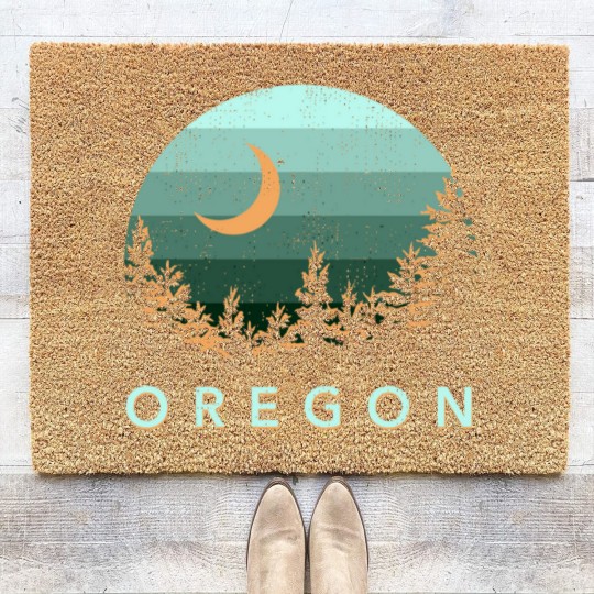 Discover Oregon Vintage Sunset Outdoors Hiking Souvenir Coir Doormats