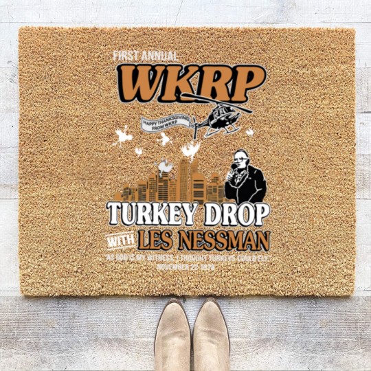 Discover Turkey Drop Coir Doormats, First Annual WKRP Coir Doormats, Thanksgiving WKRP Coir Doormats