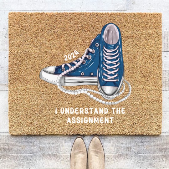 Discover I Understand The Assignment Vote Blue rally Coir Doormats, Kamala Harris Sneakers and Pearls