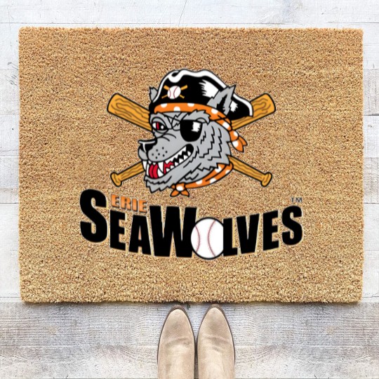 Discover erie seawolves logo Coir Doormats