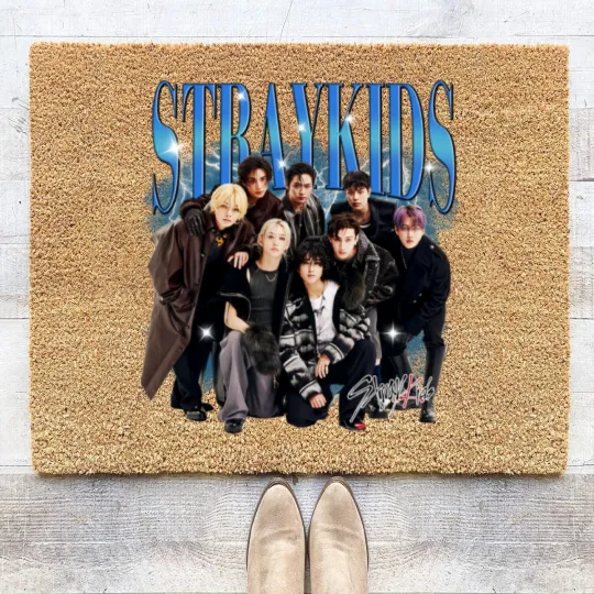 Discover Stray Kids Vintage 90s Bootleg Coir Doormats, Stray Kids Tour 2025 Coir Doormats