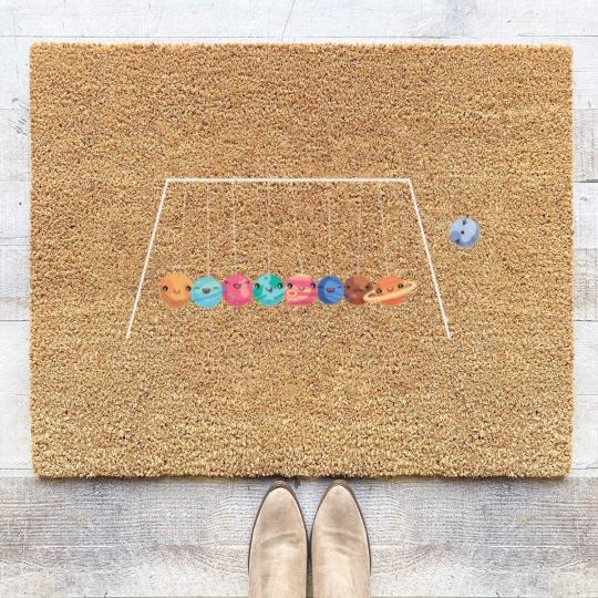 Discover Planets, solar system, Newton's cradle (1) Coir Doormats