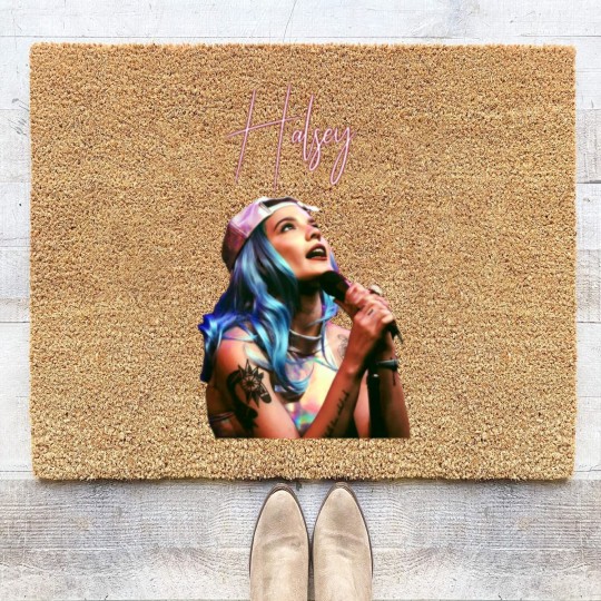 Discover Halsey Vintage Style Photoshoot Coir Doormats, Halsey Aesthetic Coir Doormats