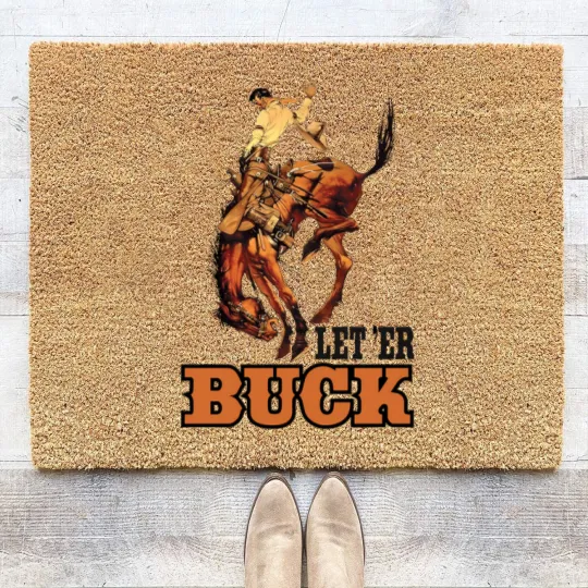 Discover Pendleton Oreon Let 'Er Buck Sticker Coir Doormats