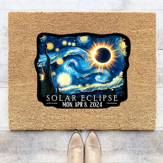 Discover Vintage American Totality Starry Night Eclipse Solar 2024 Coir Doormats