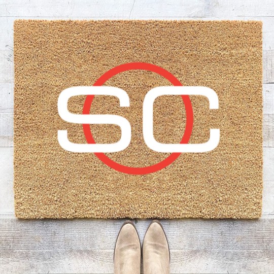 Discover Espn Sportscenter Red White Circle Logo C2Gift Coir Doormats Coir Doormats