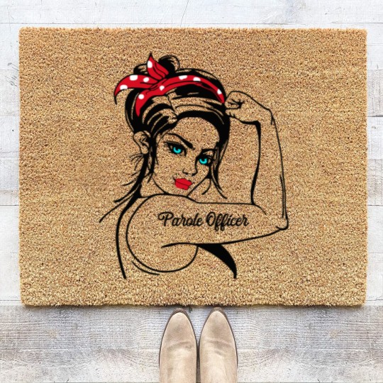 Discover 51.Parole Officer Parole Officer Rosie The Riveter Coir Doormats