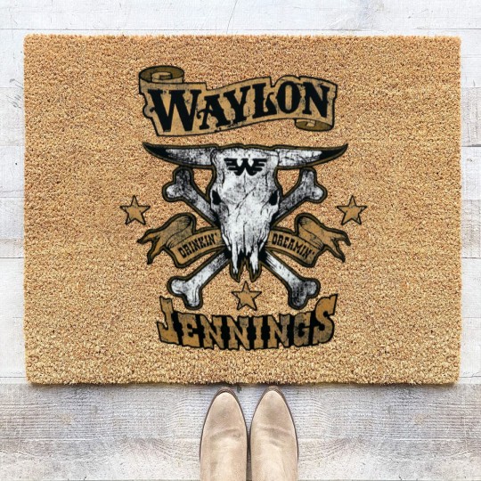 Discover Waylon Jennings Logo Design Classic Coir Doormats