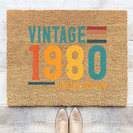 Discover Vintage 1980  42 Years Old Birthday Coir Doormats