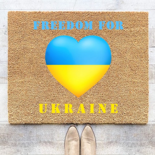Discover Freedom For Ukraine Support  - Ukraine Flag Coir Doormats