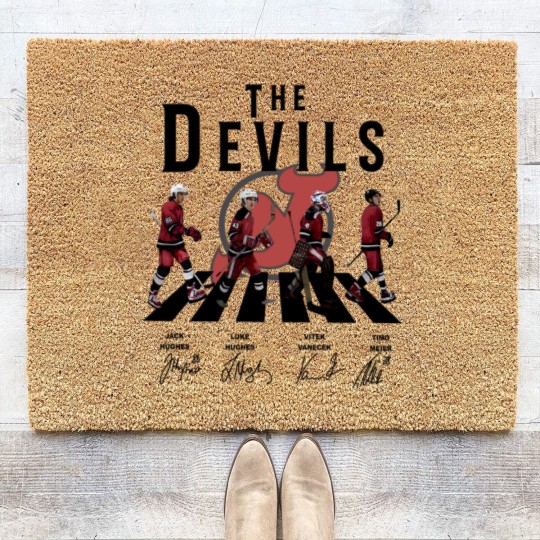 Discover Devils Walking Abbey Road Signatures Ice Hockey Coir Doormats, New Jersey Vintage