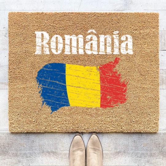 Discover Romania Romanian Flag Vintage Graphic Romania Love Coir Doormats