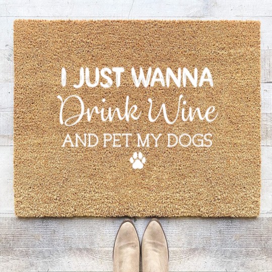 Discover Funny Wine And Dogs Lovers - Wine - Coir Doormats